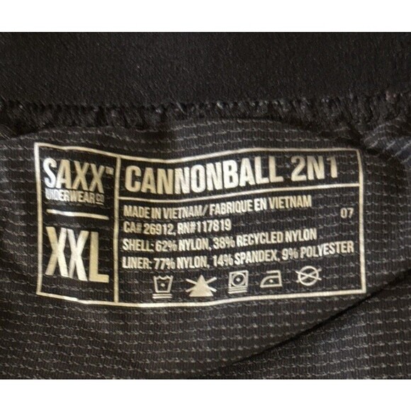 Saxx Cannonball 2n1 Drawstring Swim Trunks w/Soft Gusset Liner Size XXL NWOT - Picture 3 of 5
